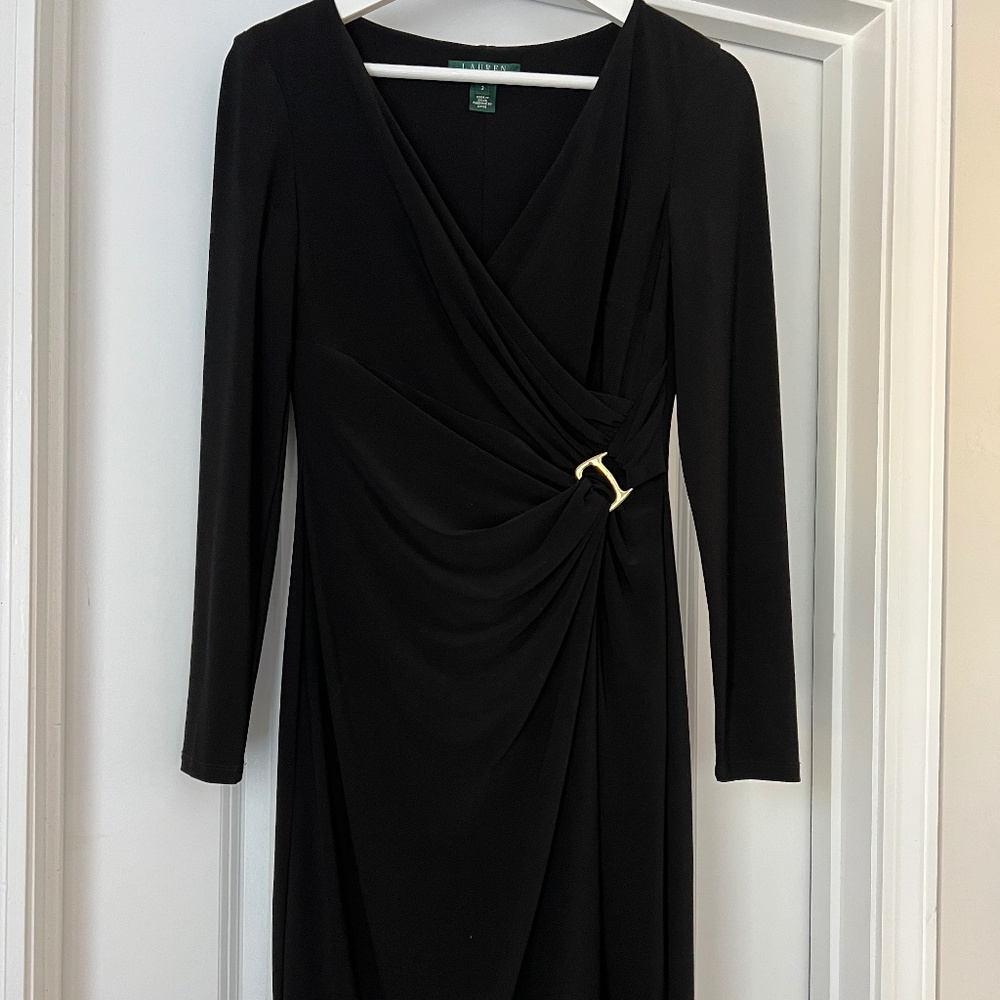 Ralph Lauren Black Faux Wrap Dress